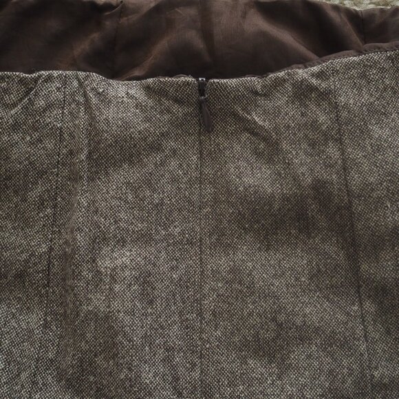 Talbots Brown and Gray Wool Blend Skirt with Crocheted Lace Hem Lined Size 6 - Picture 13 of 15